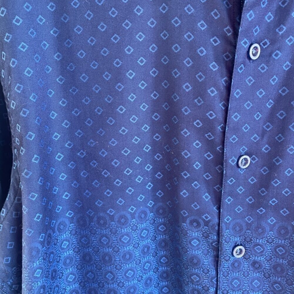 Robert Graham Men's Button Down Shirt Jacquard Blue Size L Long Sleeve - Picture 3 of 15